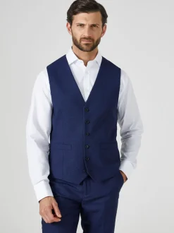 Donkerblauw - Enkele knoop - Skopes Harcourt gilet maatpak met enkel rij knopen