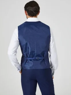 Donkerblauw - Enkele knoop - Skopes Harcourt gilet maatpak met enkel rij knopen