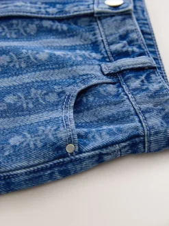 Donkerblauw - Floral Denim Shorts (3-16yrs)