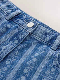 Donkerblauw - Floral Denim Shorts (3-16yrs)