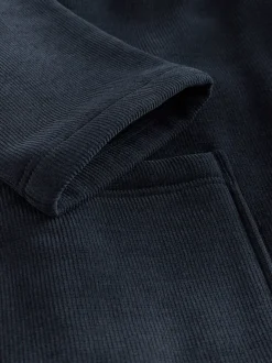 Donkerblauw - Geribbelde kamerjas met textuur
