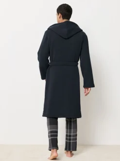 Donkerblauw - Geribbelde kamerjas met textuur