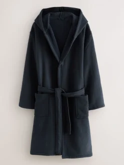 Donkerblauw - Geribbelde kamerjas met textuur