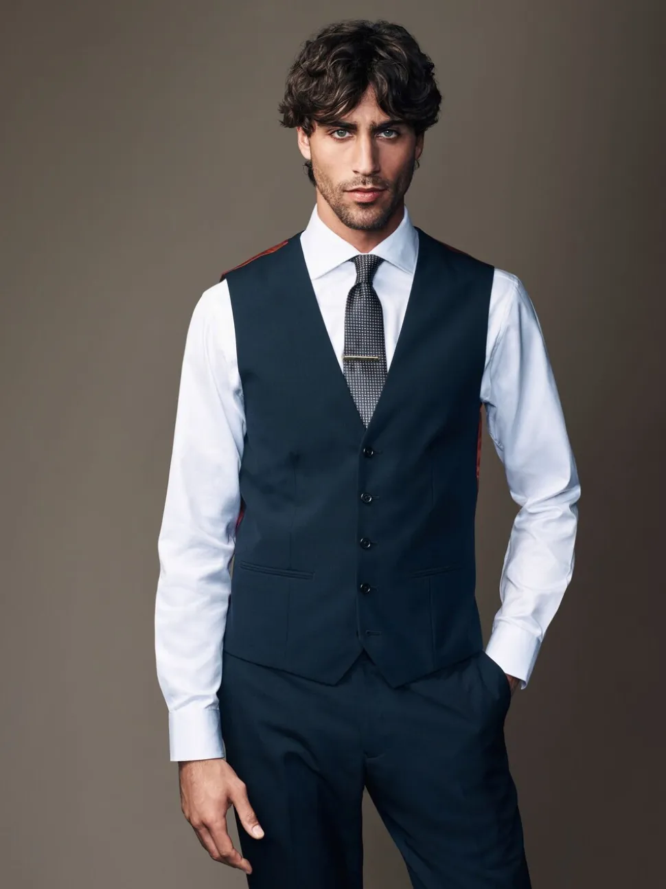Donkerblauw - Gilet met regular fit
