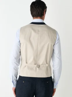 Donkerblauw - Herringbone Wool Blend Suit Waistcoast