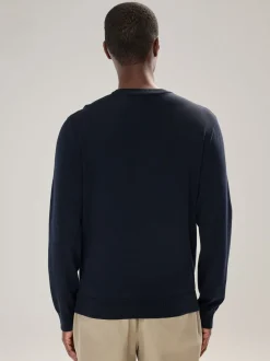 Donkerblauw - Hertlogo - Regular Fit Cotton Rich Crew Neck Jumper