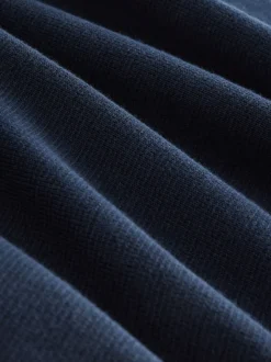 Donkerblauw - Hertlogo - Regular fit 100% katoenen premium trui met korte rits