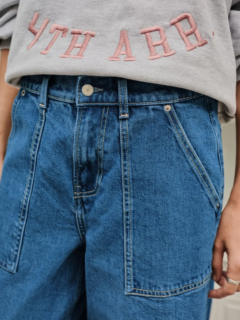 Donkerblauw - High Rise Utility Wijde pijpen Jeans