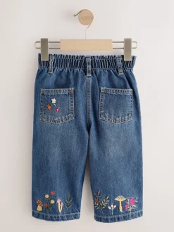 Donkerblauw - Jeans met muizenborduursel (3mnd -7jr)