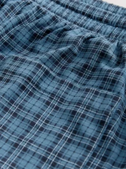 Donkerblauw - Jersey Check Pyjamas Shorts 2 Pack