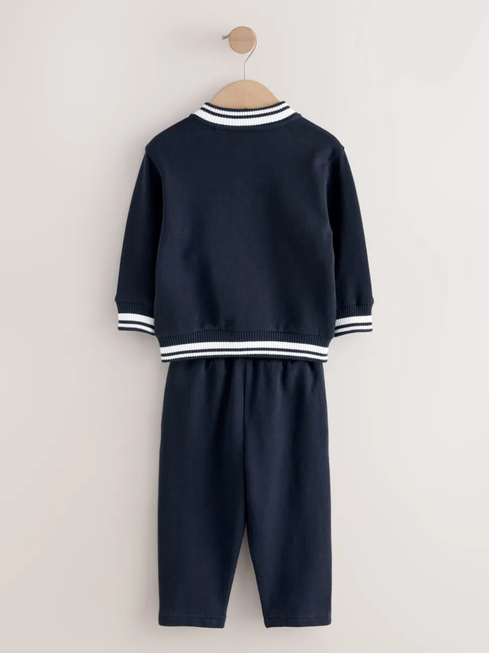Donkerblauw - Jersey letterman-jack en broek set (3mnd-7jr)