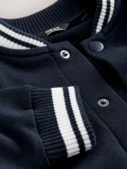Donkerblauw - Jersey letterman-jack en broek set (3mnd-7jr)