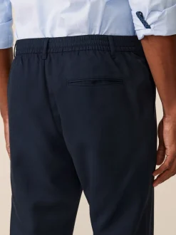 Donkerblauw - Joggingbroek met elastische tailleband en effen voorkant