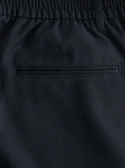 Donkerblauw - Joggingbroek met elastische tailleband en effen voorkant