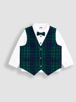 Donkerblauw - JoJo Maman Bébé 3-Piece Bow Tie Waistcoat & Shirt Set