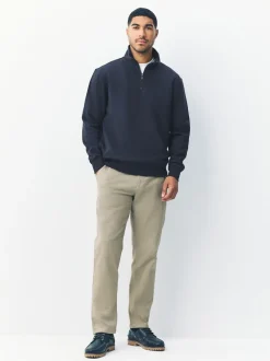 Donkerblauw - Kwartrits - Sweatshirt van jersey met hoog katoengehalte