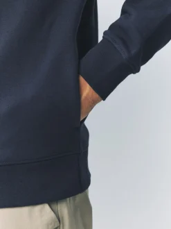 Donkerblauw - Kwartrits - Sweatshirt van jersey met hoog katoengehalte