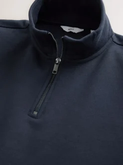 Donkerblauw - Kwartrits - Sweatshirt van jersey met hoog katoengehalte