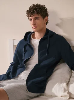 Donkerblauw - Lichte hoodie met rits