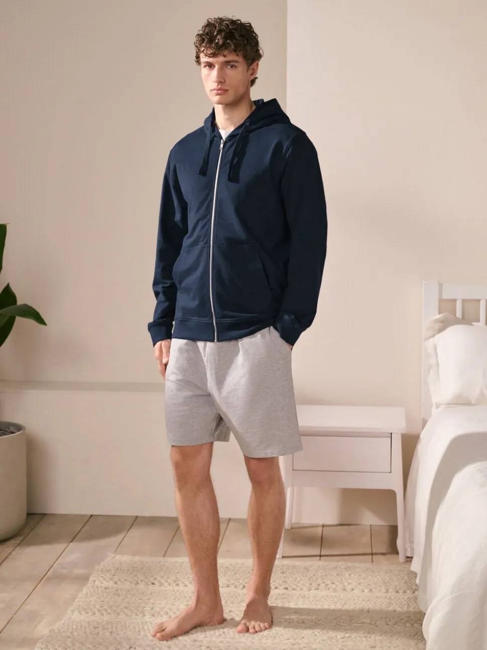 Donkerblauw - Lichte hoodie met rits