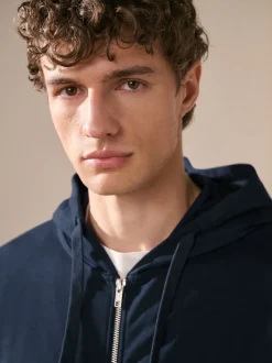 Donkerblauw - Lichte hoodie met rits