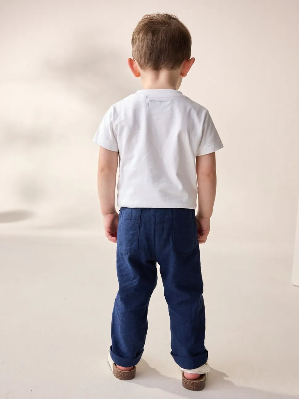 Donkerblauw - Linnen Blend broek met elastische taille (3mnd-7jr)