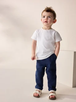 Donkerblauw - Linnen Blend broek met elastische taille (3mnd-7jr)