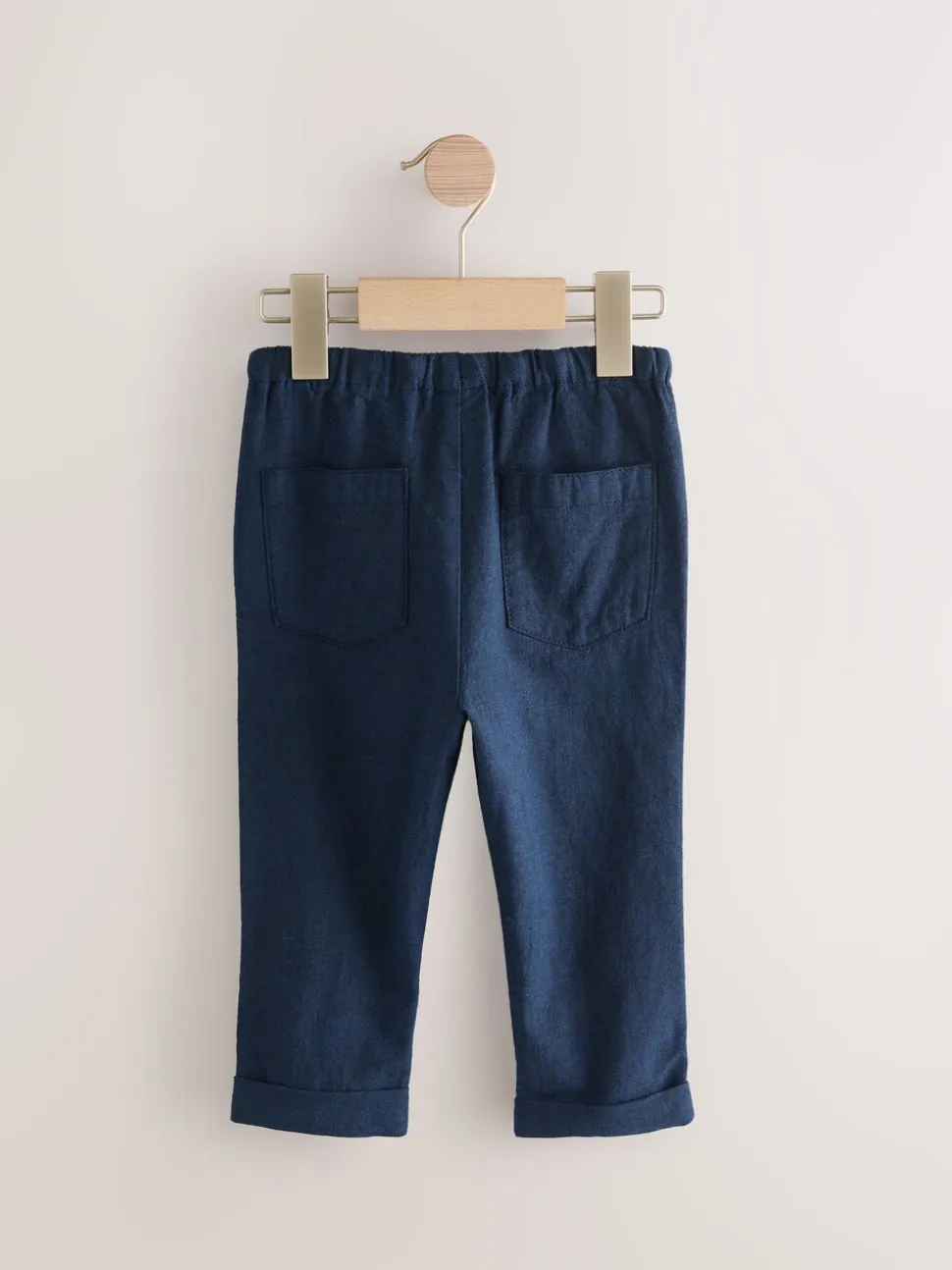 Donkerblauw - Linnen Blend broek met elastische taille (3mnd-7jr)