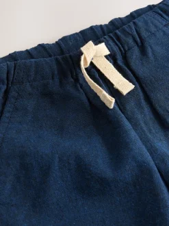 Donkerblauw - Linnen Blend broek met elastische taille (3mnd-7jr)