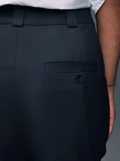 Donkerblauw - Maatgesneden slim fit broek van stevige stof