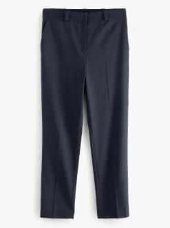 Donkerblauw - Maatgesneden slim fit broek van stevige stof