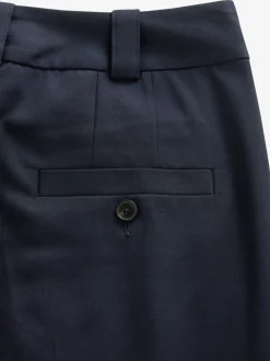 Donkerblauw - Maatgesneden slim fit broek van stevige stof