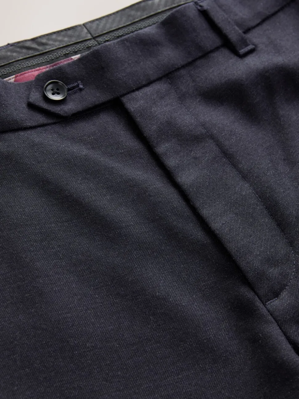 Donkerblauw - Normale Pasvorm - Signature - 100% Wollen broek met Motion Flex-tailleband