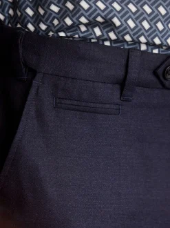 Donkerblauw - Normale Pasvorm - Signature - 100% Wollen broek met Motion Flex-tailleband