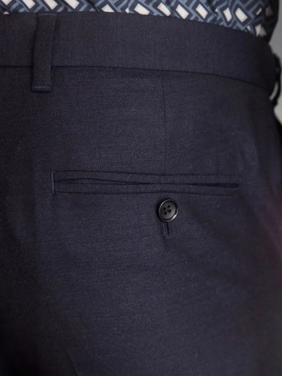 Donkerblauw - Normale Pasvorm - Signature - 100% Wollen broek met Motion Flex-tailleband