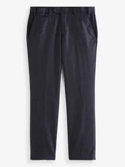 Donkerblauw - Normale Pasvorm - Signature - 100% Wollen broek met Motion Flex-tailleband