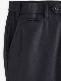 Donkerblauw - Normale Pasvorm - Signature - 100% Wollen broek met Motion Flex-tailleband