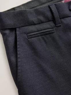 Donkerblauw - Normale Pasvorm - Signature - 100% Wollen broek met Motion Flex-tailleband