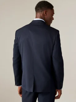 Donkerblauw - Normale Pasvorm - Kostuum met textuur: colbert