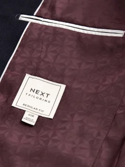 Donkerblauw - Normale Pasvorm - Kostuum met textuur: colbert
