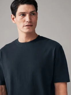 Donkerblauw - Normale Pasvorm - Zwaar T-shirt