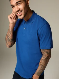Donkerblauw - Normale Pasvorm - Piqué poloshirt met korte mouwen