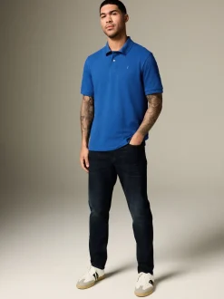 Donkerblauw - Normale Pasvorm - Piqué poloshirt met korte mouwen