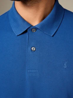 Donkerblauw - Normale Pasvorm - Piqué poloshirt met korte mouwen