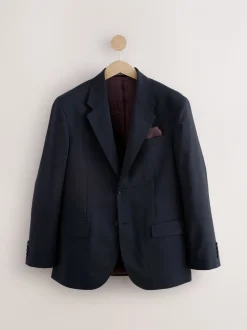 Donkerblauw - Normale Pasvorm - Signature Nova Fides 100% Italian Wool Suit Jacket