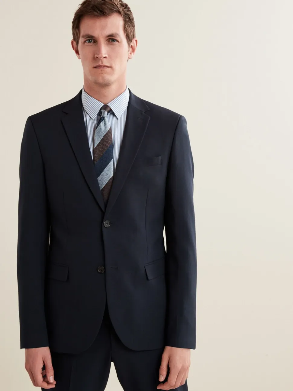 Donkerblauw - Normale Pasvorm - Must-have kostuum: colbert