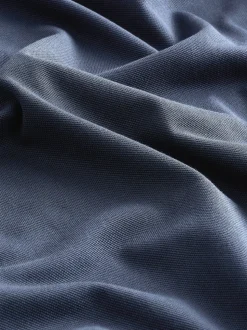 Donkerblauw - Normale Pasvorm - Piqué polo met lange mouwen