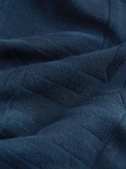 Donkerblauw - Normale Pasvorm - Net jacquard poloshirt