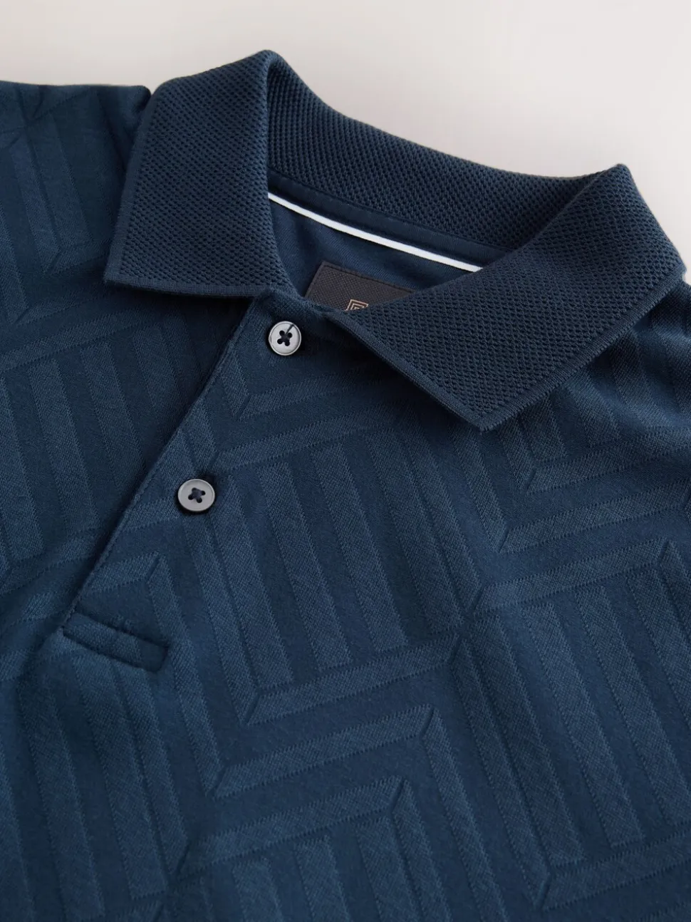 Donkerblauw - Normale Pasvorm - Net jacquard poloshirt