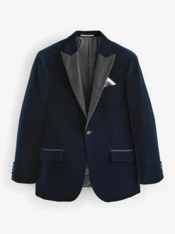 Donkerblauw - Normale Pasvorm - Signature Pontoglio Italiaanse fluwelen blazer